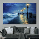 Abstract Stormy Ocean Pier Canvas Wall Art Print | Stormy