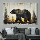 Vintage Bear Wall Art Canvas Print for Farmhouse - Mountain