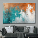 Vintage Abstract Print - Bold Teal and Orange Canvas Wall