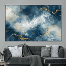 Large Abstract Print - Luxe Blue and Gold Abstract Canvas