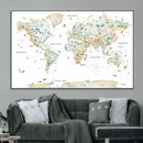 Animal World Map for Kids Room Decor