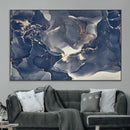 Large Abstract Blue and Gold Canvas Wall Art Fluid Ink