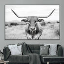Highland Cow Wall Art Canvas Print – Black and White Western