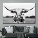 Highland Cow Wall Art Canvas Print – Black and White Western