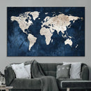 Vintage World Map Canvas Wall Art - Framed Map Print for
