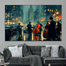 Urban Night Jazz Wall Art Canvas Print – Moody Rain-Soaked