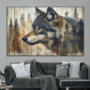 Rustic Wolf Wall Art Canvas Print – Vintage Woodland