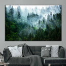Misty Forest Wall Art Canvas Print – Framed Foggy Mountain