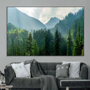 Misty Forest Mountain Wall Art Canvas Print – Framed Serene