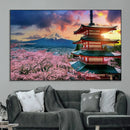 Mount Fuji Cherry Blossom Wall Art Canvas Print – Framed