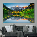 Sunrise Maroon Bells Lake Wall Art Canvas Print – Framed Elk