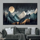 Moonlit Mountain Wall Art Canvas Print – Silhouetted Pines