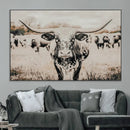 Texas Longhorn Wall Art Canvas Print – Framed Speckled Bull
