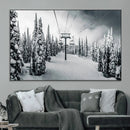 Snowy Pines Wall Art Canvas Print – Framed Ski Lift Winter