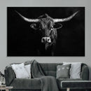 Texas Longhorn Wall Art Canvas Print – Framed Monochrome by MyGreatCanvas | Canvas Wall Art Prints | Photo Prints & Wall Decor