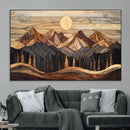 Wood Mountain Wall Art Canvas Print – Framed Boho Abstract
