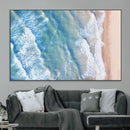 Aerial Ocean View Wall Art Canvas Print – Framed Soft Blue