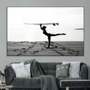 Yoga Surf Wall Art Canvas Print – Framed Black White Shore by MyGreatCanvas | Canvas Wall Art Prints | Photo Prints & Wall Decor