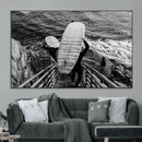 Black and White Surfing Wall Art Canvas Print – Framed by MyGreatCanvas | Canvas Wall Art Prints | Photo Prints & Wall Decor
