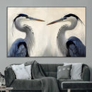 Blue Heron Pair Wall Art Canvas Print – Framed Coastal Bird