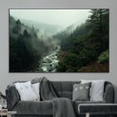 Misty Forest Wall Art Canvas Print – Framed Foggy River