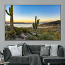 Saguaro Cactus Wall Art Canvas Print – Framed Desert Sunset