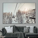 Frosty Pines Wall Art Canvas Print – Framed Cozy Cabin Ski