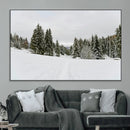 Frosty Pines Wall Art Canvas Print – Framed Silent Snowfall