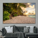 Tropical beach sunset, palm trees, white sand, ocean waves, by MyGreatCanvas | Canvas Wall Art Prints | Photo Prints & Wall Decor