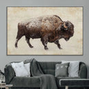 Snow-dusted bison silhouette textured vintage style rugged by MyGreatCanvas | Canvas Wall Art Prints | Photo Prints & Wall Decor