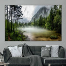 Misty Lake Forest Green Trees Calm Water Reflection Mountain by MyGreatCanvas | Canvas Wall Art Prints | Photo Prints & Wall Decor