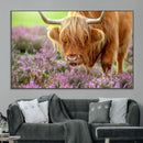 Highland Cow Wall Art Canvas Print – Framed Purple Flowers by MyGreatCanvas | Canvas Wall Art Prints | Photo Prints & Wall Decor