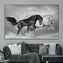 Wild Horses Wall Art Canvas Print – Framed Black and White