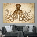 Sepia Octopus Wall Art Abstract Animal Canvas Print