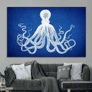 Large 3-Panel Blue Octopus Canvas Wall Art | Coastal Marine by MyGreatCanvas | Canvas Wall Art Prints | Photo Prints & Wall Decor