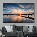 Wooden Pier on Seascape and Sunset Wall Art Canvas Print by MyGreatCanvas | Canvas Wall Art Prints | Photo Prints & Wall Decor