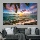 Framed Tropical Sunset Art Canvas Print