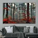 Autumn Forest Wall Art – Enchanting Red Leaves Canvas Print,