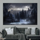 Night Landscape and Trees Wall Art Canvas Print