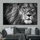 Black and White Lion Canvas Wall Art Print – Wildlife
