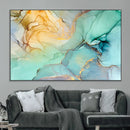 Abstract Aqua and Gold Fluid Wall Art Canvas | 3 Panel Large by MyGreatCanvas | Canvas Wall Art Prints | Photo Prints & Wall Decor