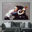 Dj Monkey Listening to Music Wall Art Print | Banksy Monkey by MyGreatCanvas | Canvas Wall Art Prints | Photo Prints & Wall Decor