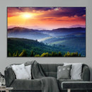 Sunset over Mountain Canvas Print, Forest Canvas Wall Art –