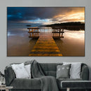 Serene Lake Pier at Sunset Canvas Print | Landscape Canvas