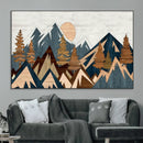 Abstract Wood Panel Effect Mountain Range Top Wall Art