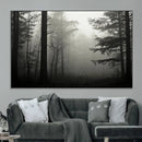 Misty Forest Wall Art Premium Canvas Print a Foggy and