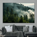 Misty Forest Wall Art Premium Canvas Print a Foggy and