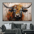 Abstract Bull Highland Cow Canvas Wall Art Print – Vibrant by MyGreatCanvas | Canvas Wall Art Prints | Photo Prints & Wall Decor