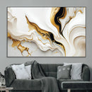 Gold Waves on Pure White Canvas – Gold Abstract Art for