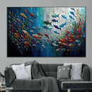 Modern Abstract Fish Shoal Wall Art Canvas Print, Colorful